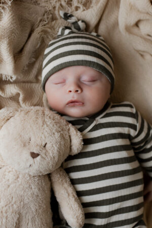 mutsje streep groen - babymutsje - newborn mutsje - geboorte mutsje - baby mutsje jongen