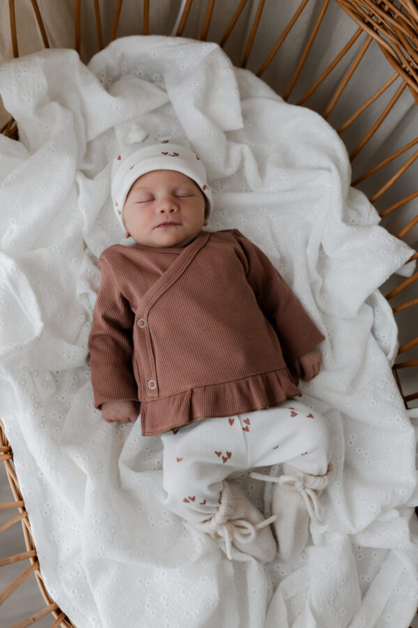 Broekje | Rib hartjes pink clay