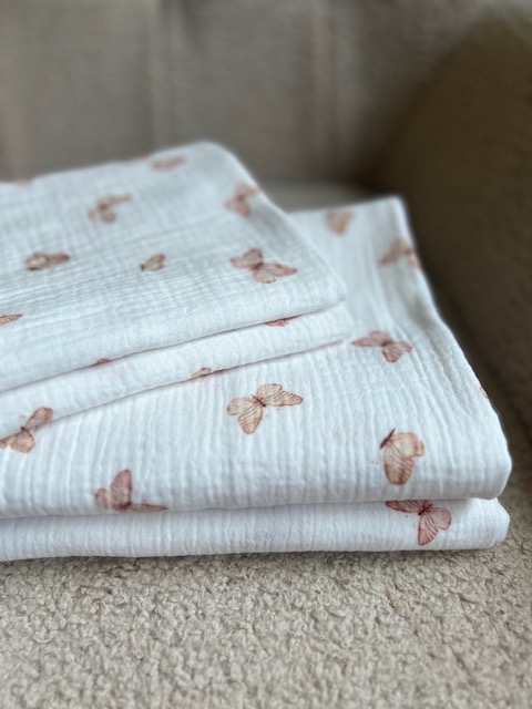 hydrofiel vlinder - swaddle vlinder - hydrofiele doek - hydrofiele doek meisje - hydrofiele doek baby - hydrofiele doek dieren