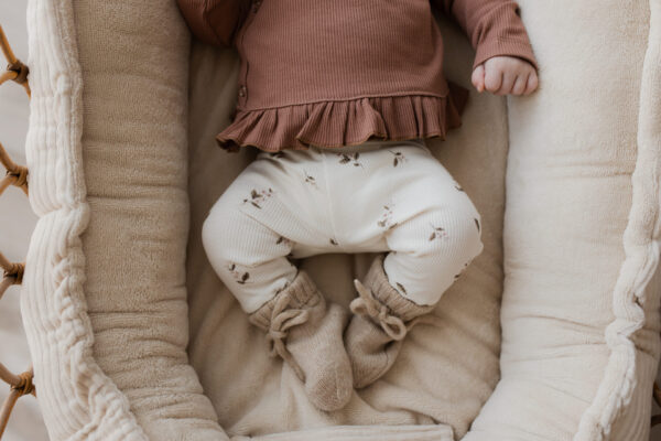broekje rib pink flower - babybroekje meisje - geboorte broekje meisje - geboortepakje meisje - newborn kleding meisje