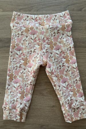 Broekje | Roze rib bloemenzee