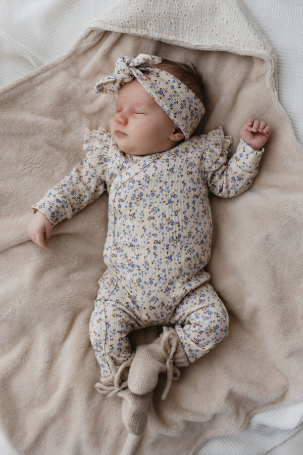 Boxpakje | Dubbele ruffle rib blue mini flowers