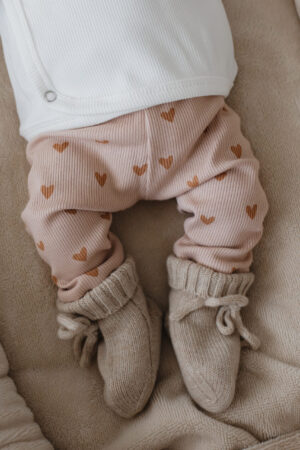 Broekje | Rib hartjes roze