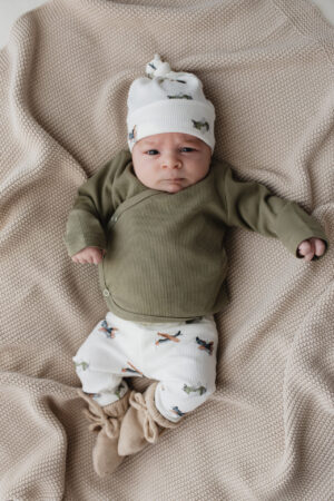 Overslagshirt | Rib Olijf groen